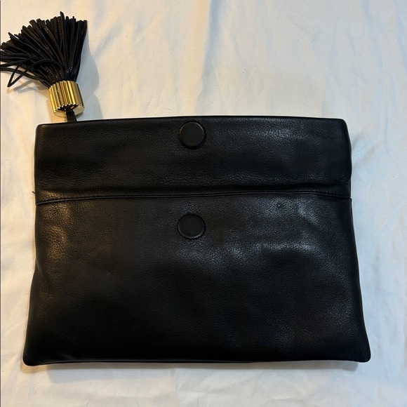 India Hicks Black Supple Leather Clutch with Tassel NWOT - Picture 3 of 6